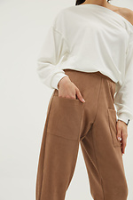 Замшевые штаны FIVE джогеры укороченного кроя с большими карманами спереди Garne 3039272 фото №5