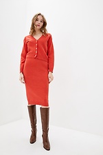 Warm knitted two-piece suit: dress, short cardigan  4038273 photo №2