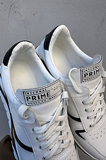Damen-Ledersneaker Frühling-Herbst Weiß-Schwarz 2505274 Foto №3