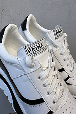 Damen-Ledersneaker Frühling-Herbst Weiß-Schwarz 2505274 Foto №4