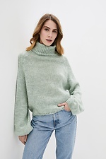 Зимний вязаный свитер оверсайз с высоким воротником  4038274 фото №1