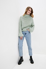 Oversized knitted winter sweater with high collar  4038274 photo №2