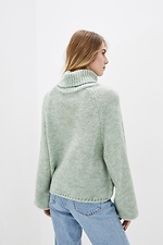 Зимний вязаный свитер оверсайз с высоким воротником  4038274 фото №3