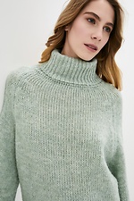 Зимний вязаный свитер оверсайз с высоким воротником  4038274 фото №4