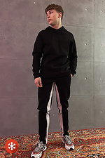 Black brushed oversized knitted hoodie GEN 8000274 photo №2