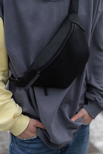 Black universal banana belt bag with a zipper made of matte leatherette Mamakazala 8038275 photo №2