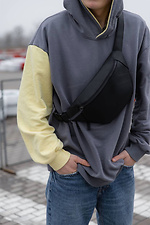 Black universal banana belt bag with a zipper made of matte leatherette Mamakazala 8038275 photo №3