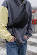Black universal banana belt bag with a zipper made of matte leatherette Mamakazala 8038275 photo №4