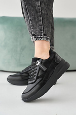 Skórzane sneakersy damskie w kolorze wiosna-jesień w kolorze czarnym  2505276 zdjęcie №1