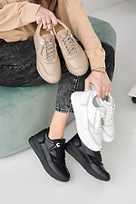 Женские кроссовки кожаные весенне-осенние черные  2505276 фото №2
