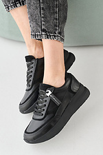 Skórzane sneakersy damskie w kolorze wiosna-jesień w kolorze czarnym  2505276 zdjęcie №3