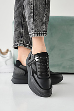 Женские кроссовки кожаные весенне-осенние черные  2505276 фото №4