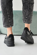 Skórzane sneakersy damskie w kolorze wiosna-jesień w kolorze czarnym  2505276 zdjęcie №5