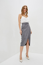 Suede straight midi skirt with deep front slit Garne 3039276 photo №2
