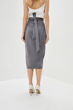 Suede straight midi skirt with deep front slit Garne 3039276 photo №3