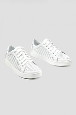 Hollow-out white leather summer sneakers  4205276 photo №1