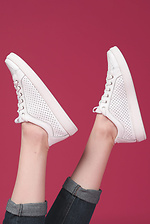 Hollow-out white leather summer sneakers  4205276 photo №4