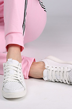 Hollow-out white leather summer sneakers  4205276 photo №6