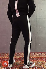 Warm sweatpants on fleece with stripes GEN 8000276 photo №2