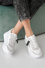 Damen-Ledersneaker Frühling-Herbst weiß 2505277 Foto №5