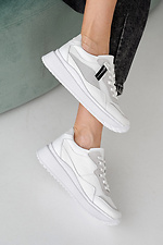 Damen-Ledersneaker Frühling-Herbst weiß 2505277 Foto №6