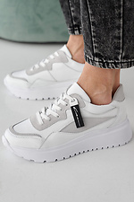 Damen-Ledersneaker Frühling-Herbst weiß 2505277 Foto №7