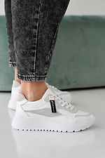 Skórzane sneakersy damskie w kolorze wiosna-jesień w kolorze białym  2505277 zdjęcie №8