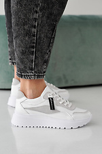 Damen-Ledersneaker Frühling-Herbst weiß 2505277 Foto №8