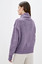 Теплый вязаный свитер оверсайз с высоким воротником  4038277 фото №3