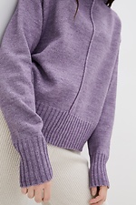 Теплый вязаный свитер оверсайз с высоким воротником  4038277 фото №4