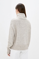 Теплый вязаный свитер оверсайз с высоким воротником 4038278 фото №3
