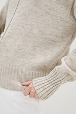 Теплый вязаный свитер оверсайз с высоким воротником 4038278 фото №4