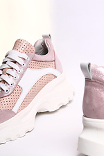 Chunky leather sneakers with white platform and perforations  4205278 photo №3