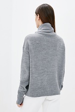 Теплый вязаный свитер оверсайз с высоким воротником 4038279 фото №3