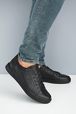 Black spring leather sneakers with laces  8019279 photo №1