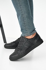 Black spring leather sneakers with laces  8019279 photo №2