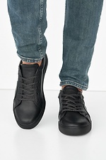 Black spring leather sneakers with laces  8019279 photo №3