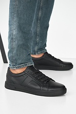 Black spring leather sneakers with laces  8019279 photo №4
