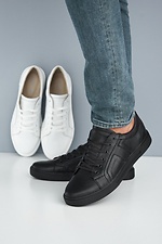 Black spring leather sneakers with laces  8019279 photo №7