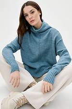 Теплый вязаный свитер оверсайз с высоким воротником 4038280 фото №1