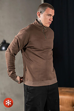 Чоловічий теплий світшот із коміром на блискавці Collar Zip Коричневий Teamv 8034280 фото №3