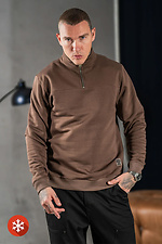 Чоловічий теплий світшот із коміром на блискавці Collar Zip Коричневий Teamv 8034280 фото №5