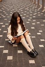 Children's beige knee-highs with a bow. M-SOCKS 2040281 photo №3