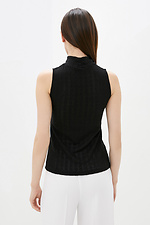 Black knitted LERA golf sleeveless in openwork pattern Garne 3038281 photo №3