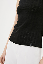 Black knitted LERA golf sleeveless in openwork pattern Garne 3038281 photo №4