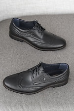 Классические кожаные туфли оксфорды черного цвета 8019281 фото №3