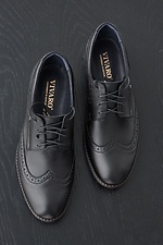 Классические кожаные туфли оксфорды черного цвета 8019281 фото №5