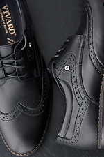 Классические кожаные туфли оксфорды черного цвета 8019281 фото №7
