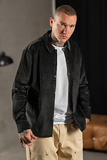 Men's plain warm corduroy shirt Casual Velvet Black Teamv 8034281 photo №1