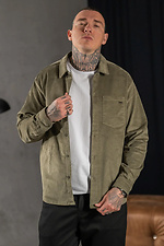 Men's plain warm corduroy shirt Casual Velvet Olive Teamv 8034282 photo №1
